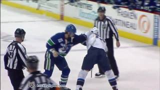 BJ Crombeen vs Tanner Glass Feb 24 2011 [upl. by Sevy652]