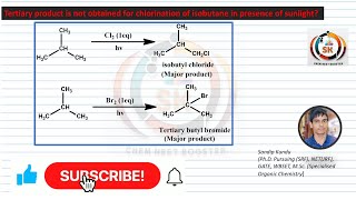 Why is the tertiary product not obtained from the chlorination of isobutane in presence of sunlight [upl. by Nanci267]