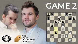 FIDE World Chess Championship Game 2  Carlsen vs Nepo [upl. by Ainosal]