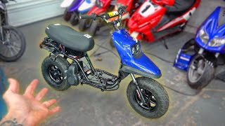 ITS PERFECT Yamaha ZUMA STUNT BUILD 70cc  Quick Throttle Naked BARS amp more [upl. by Hallam]