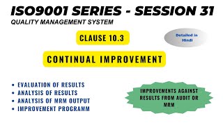 ISO 9001 2015 Clause 103 I Continual Improvement [upl. by Warthman]