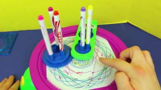 CraZArt ❤ Fun Spin Art Maker ❤ CraZSpiro Spinning Art Stencils amp Color Designs Toy Review [upl. by Ahsat]