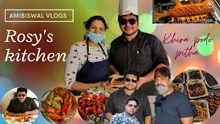 ROSY KITCHEN KHIRA PODO PITHA CRABPRAWNWHOLE FISH GRILLRosysKitchenOfficialIndianfood [upl. by Haram]