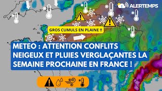 METEO  ATTENTION CONFLITS NEIGEUX ET PLUIES VERGLAÇANTES LA SEMAINE PROCHAINE EN FRANCE ❄️⚠️ [upl. by Cocks]