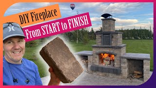 Backyard Oasis DIY  I Built a Huge Fireplace on Concrete Pad [upl. by Braden]