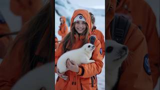 Baby seal foraging to survive in the cold arctic cuteanimals [upl. by Nathanoj]