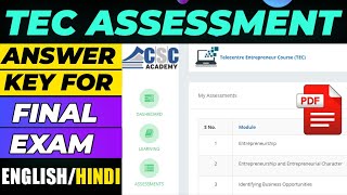 Tec Exam Assessment Question answer CSC Test MCQ PDF Free Download EnglishHindi [upl. by Ford193]