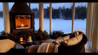 Cozy Winter Veranda A Relaxing Snowy Retreat with Crackling Fireplace amp Winter Wildlife [upl. by Lorrimer658]