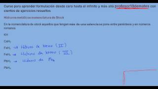 Formulación inorgánica 07 Hidruros metálicos nomenclatura de Stock [upl. by Dnomaid]