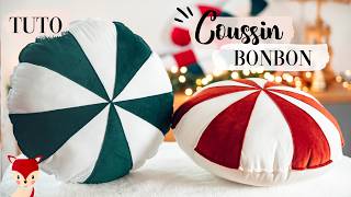 TUTO COUTURE NOËL  🎄LE COUSSIN BONBON 🍬 PATRON GRATUIT [upl. by Rector]