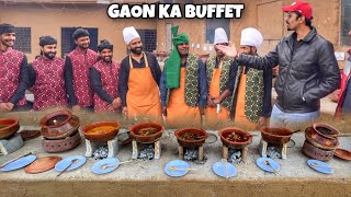 BUFFET IN VILLAGE OF PAKISTAN  Saag Desi Chicken Achar Gosht Paya amp 10 Dishes [upl. by Mattson]