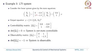 Lec 25 Examples of Controllability and Observability [upl. by Gerda553]