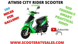 TAOTAO ATM 50 CITY RIDER SCOOTER REVIEW IN GREEN [upl. by Grover]