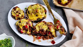 Vegan Stuffed Portobello Mushrooms Easy Recipe [upl. by Brander187]