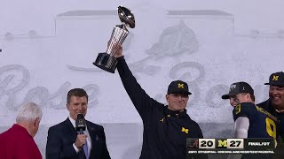 Jim Harbaugh and Michigans FULL TROPHY CEREMONY after winning the Rose Bowl 🌹 [upl. by Voorhis]