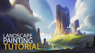 Landscape Digital Painting Tutorial [upl. by Napra]