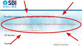 SBI Forget Username Invalid CIF Number Kindly enter the valid cif number which was given by branch [upl. by Kondon]