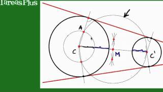 tangentes exteriores a dos circunferencias [upl. by Dnomyar809]