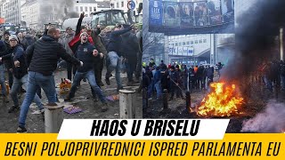 UDARNO Haos ispred Evropskog parlamenta Poljoprivrednici blokirali zgradu gađali je jajima [upl. by Uttasta206]