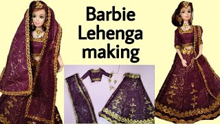 Barbie Doll lehenga making  DIY Barbie dress making [upl. by Akehsal116]