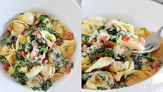 Creamy Spinach Tortellini  20 Minute Skillet Meal [upl. by Thurber]