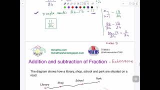 TKMaths KS3 Fraction Addition and subtraction word problem video 5 [upl. by Mcnamee]