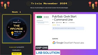 PubSub Qwik Start  Command Line Lab Solution  GSP095  Trivia Week 1  Free Google Swags [upl. by Neyut]