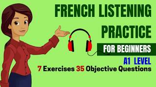 French Listening Practice for Beginners A1 DELF  Top 35 Objective Questions Comprehension Oral [upl. by Llyrad761]