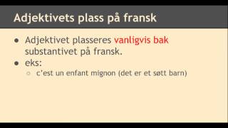 Adjektivets plassering på fransk [upl. by Howes]