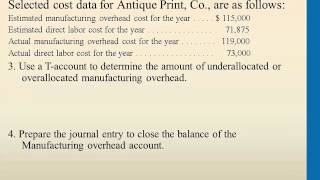 Determining amount of manufacturing overhead that is under or overallocated [upl. by Alvie589]