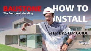 How to install BAUSTONE  The 3mm Innovative ULTRATHIN EXTERIOR WALL CLADDING  Nanostone® [upl. by Wulfe869]