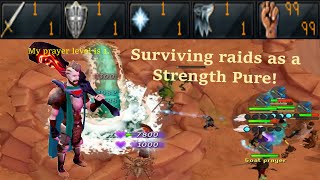 Surviving Raids as a Strength Pure with level 1 Defence and 1 Prayer on Runescape 3  low cb bossing [upl. by Sellig]