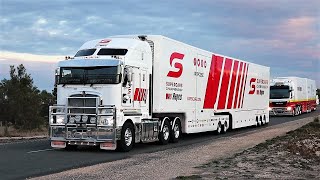 Supercars race transporter convoy parades through Tailem Bend [upl. by Anirres100]