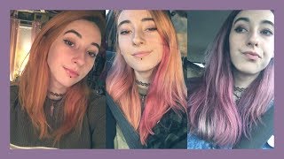 How I Got From OrangePink Hair to Lavender Hair with NO BLEACH [upl. by Llerad815]