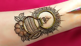 करवा चौथ मेहंदी डिजाइन  Karwa chauth mehndi design  Front hand mehndi  Arabic mehndi  mehndi [upl. by Ause]