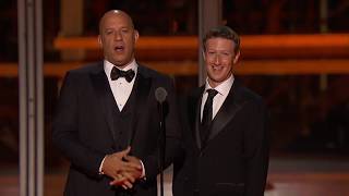 2017 Breakthrough Prize Ceremony Stephen Elledge Mark Zuckerberg Vin Diesel [upl. by Nylodnewg940]