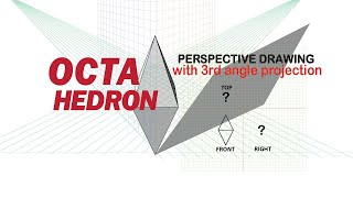 OCTAHEDRON  HOW TO DRAW IN PERSPECTIVE AND 3RD ANGLE PROJECTION  IN ADOBE ILLUSTRATOR [upl. by Ahker185]