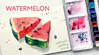 Painting Watermelon With Watercolor  Speedpaint and tips [upl. by Bala]