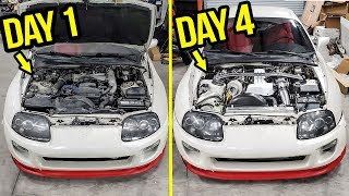 Rebuilding And Heavily Modifying A Stock 200000 Mile Toyota Supra In 4 Days [upl. by Neleag]