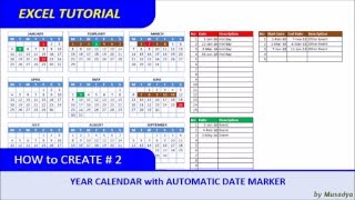 How to Create Excel Calendar for Specific Year with Automatic Date Marker [upl. by Etnelav]