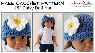 Daisy Hat for an 18quot Doll Free Crochet Pattern  Right Handed [upl. by Shayn]