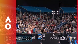 Mexican wave around Dominic Thiem and Guido Pella  Australian Open 2018 [upl. by Naud508]