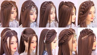 10 super Elegant open hairstyle for Diwali l bridal hairstyles kashees l engagement look [upl. by Leffert]