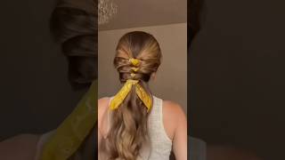 Scarf hairstyles videoshort hairtutorial ponytail easyhairstyle beautiful [upl. by Goldsworthy327]