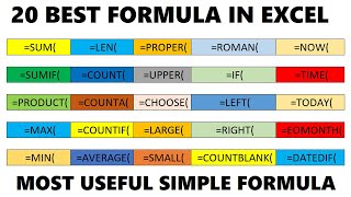 20 Useful formula in excel for beginners Start Excel learning [upl. by Pazit]