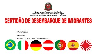 REGISTRO DE IMIGRANTES  SP certidão de desembarque de imigrantes [upl. by Rasmussen]