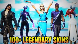 Fortnite FREEWHEELIN Emote with ALL LEGENDARY SKINS 100 Skins [upl. by Aylsworth]