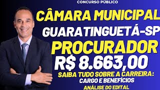 Procurador PGM Câmara de GuaratinguetáSP Saiu edital [upl. by Eeralih]