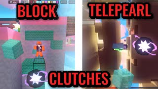 Four “Crazy” BlockTelepearl CLUTCHES 🔥🤯 Roblox Bedwars [upl. by Nomma]