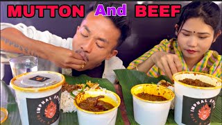 MUTTON and BEFF MUKBANG 🤤🤤couple mukbang videosponsored by Imphal Spice [upl. by Morehouse]